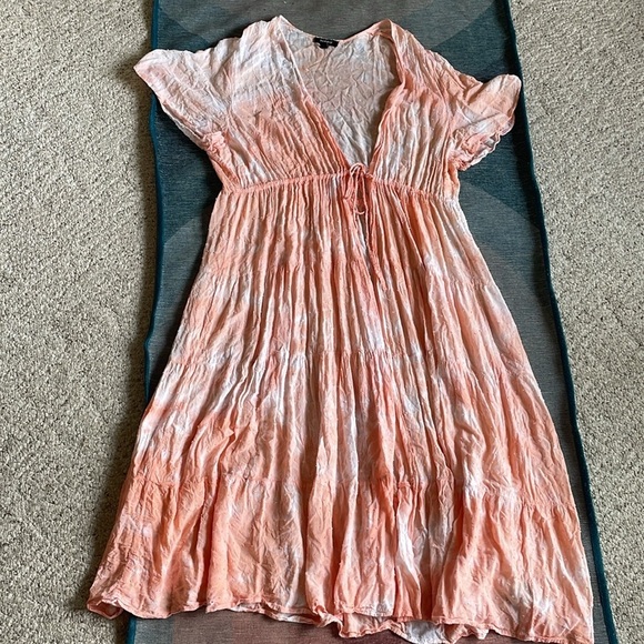 Torrid Peach Tie-Dye Clip - Dot Kimono Midi Cover - Picture 8 of 14